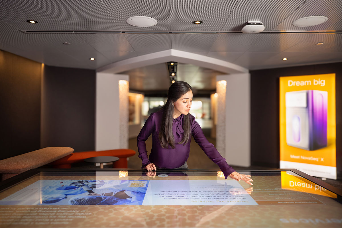 Woman reviewing digital presentation